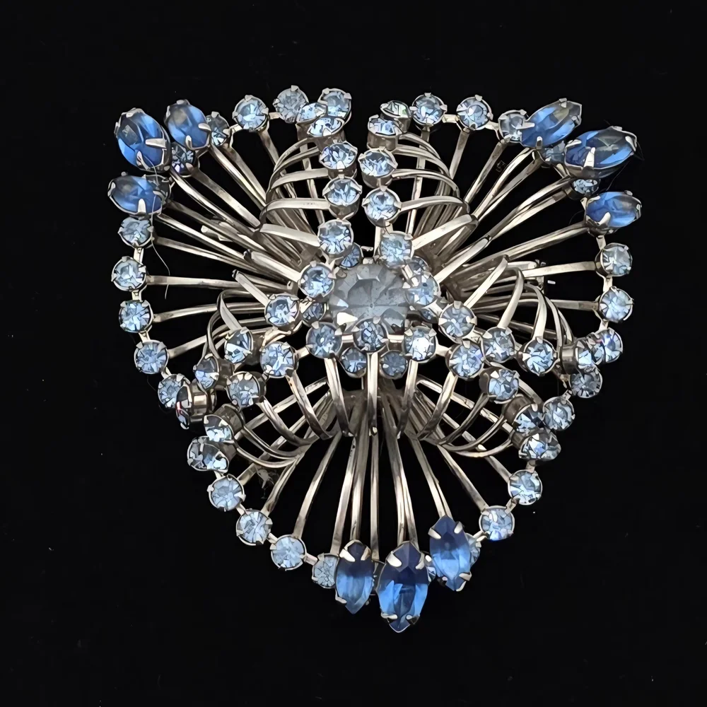Elegant Silver and Blue Brooch